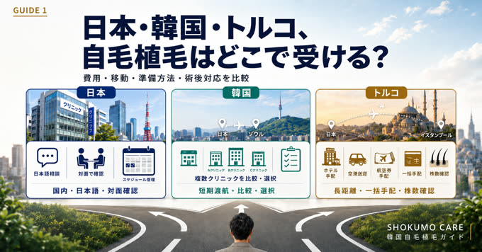 GUIDE 1 日本・韓国・トルコ、自毛植毛はどこで受ける?